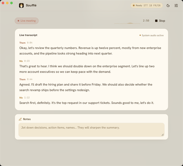 Soufflé: Local Transcription on macOS (and Learning Rust Along the Way)
